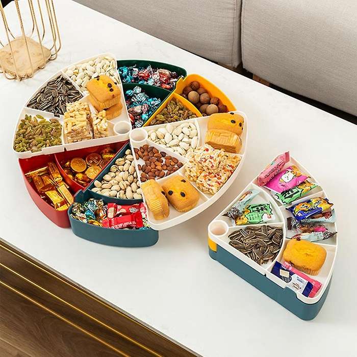 Rotation 2-Layer Candy Box Nut Case Snack Storage Box Container Dessert Tray Fruit Plate Wedding Hom