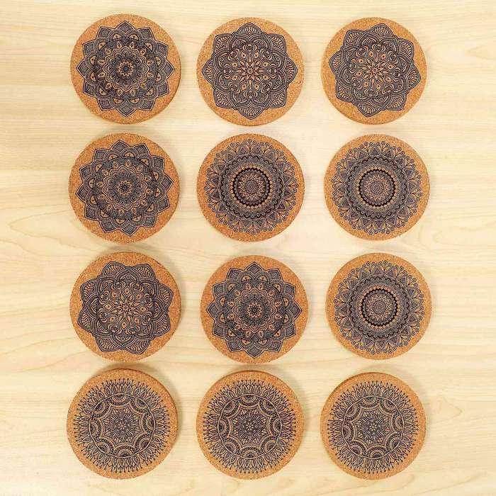 Round Cork Coaster with Bracket Set Heat Insulation Mat Anti Scalding and Anti Skid Meal Mat Bol Ma