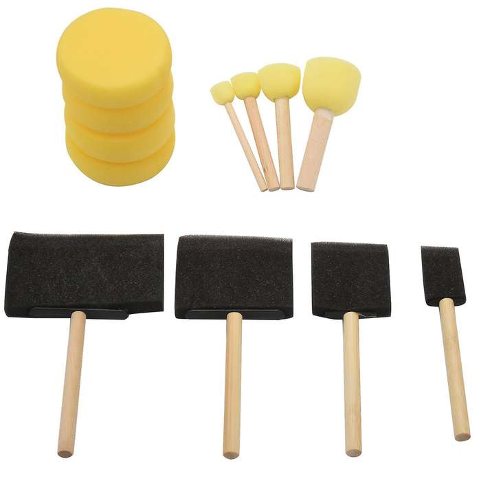 Round Paint Foam Sponge Brush Various Shaped and Sized, Watercolor Sponges for Painting, Craft