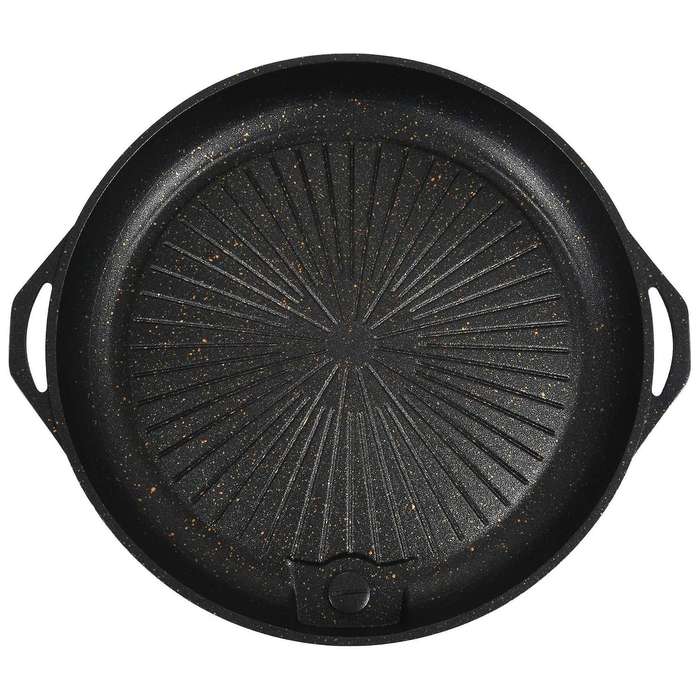 Round Stone Coated Baking Pan Bbq Grill Plate for Smokeless Nonstick Barbecue Sub Type Roast Dish Ki
