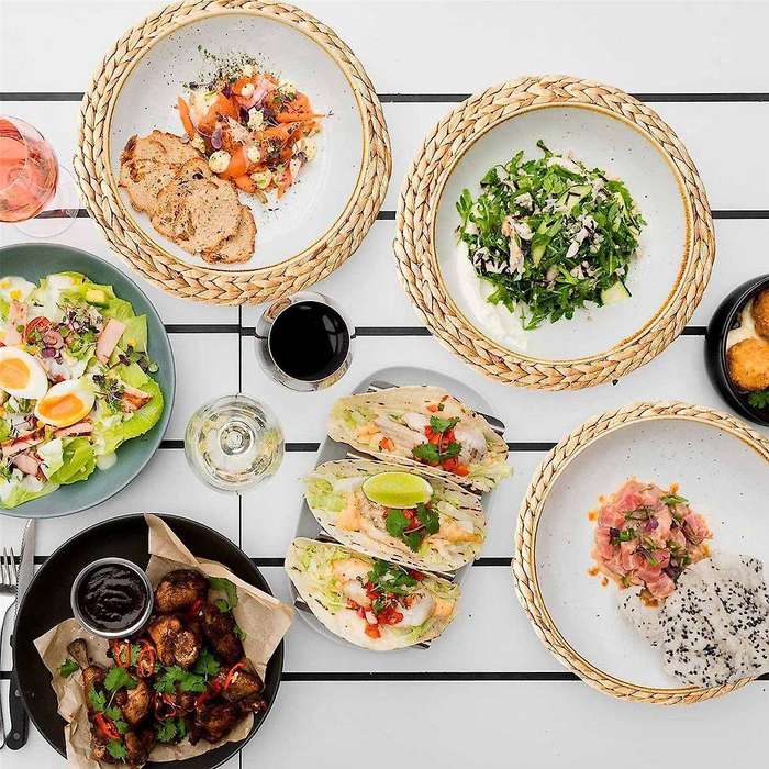 Round Woven Placemats, Natural Water Hyacinth Placemats, Wicker Placemats, Braided Straw Rattan Tabl