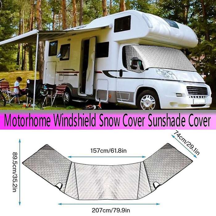 Rv Windshield Sunshade Cover for C 1997-2022 4 Layers Thickened Motorhome Windshield Snow Cover