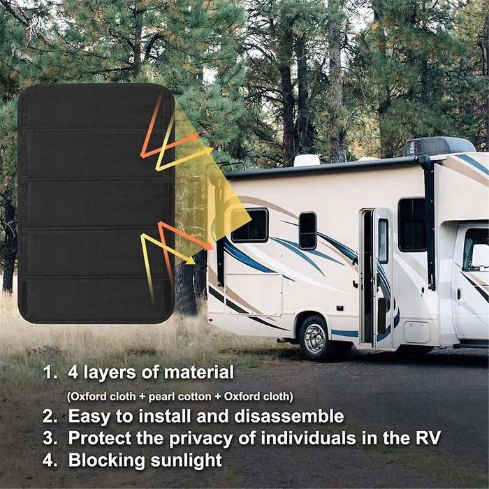 RV Window Shade Foldable Blackout Cover for Campers Trailer Doors, Travel Trailers Foldable Sun Shad