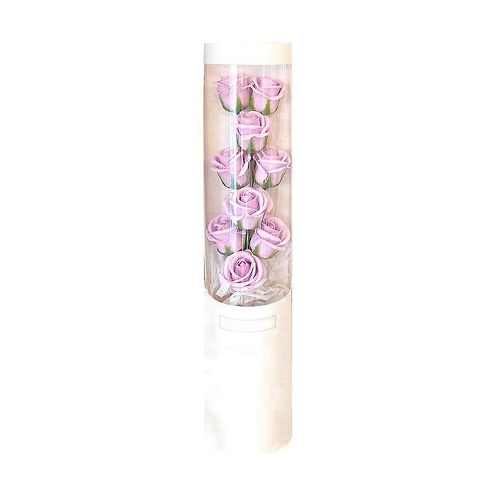 s Day Flower Artificial Flower Gift Girl 's Day with Glass Dome LED Flower Light Purple