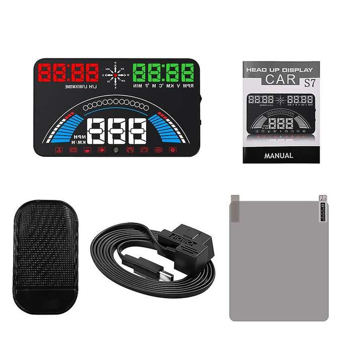 S7 HUD Head Up Display Auto HUD OBD2 Car Speed Projector Vehicle Speeding Warning Fuel Consumption W