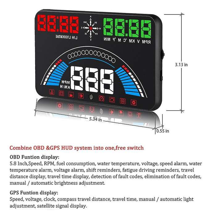 S7 HUD Head Up Display Auto HUD OBD2 Car Speed Projector Vehicle Speeding Warning Fuel Consumption W