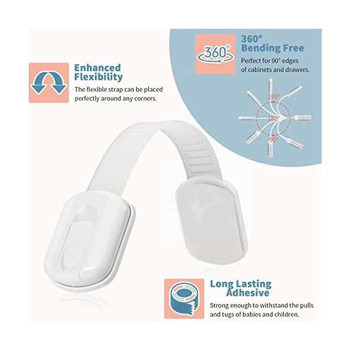 Safety Strap Locks for Fridge,cabinets and More,toilet Adjustable Strap,no Drilling Required,easy I