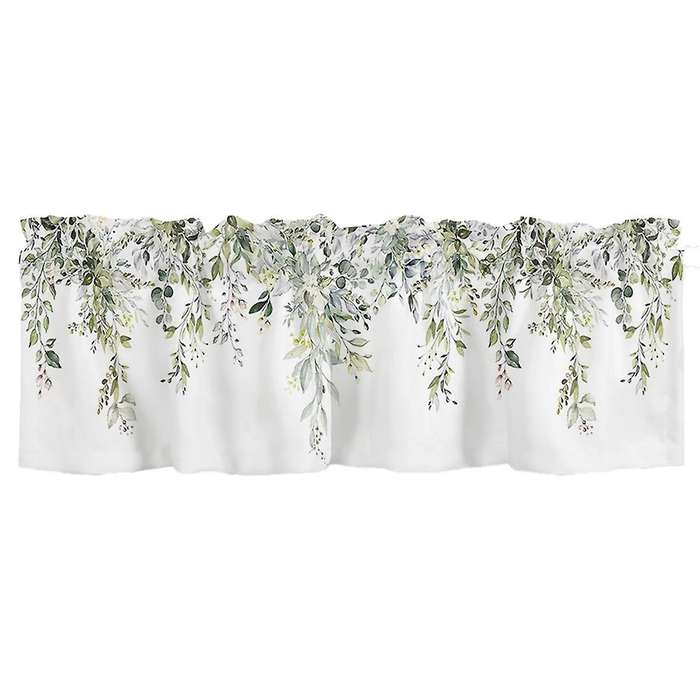 Sage Green Curtain Valance for Windows Watercolor Eucalyptus Leaf Rod Pocket Valance Window Treatmen