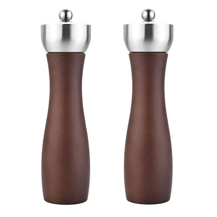 Salt and Pepper Grinder Set - Wooden Salt and Pepper Mill Shaker Easy Adjustable Refillable Salt and