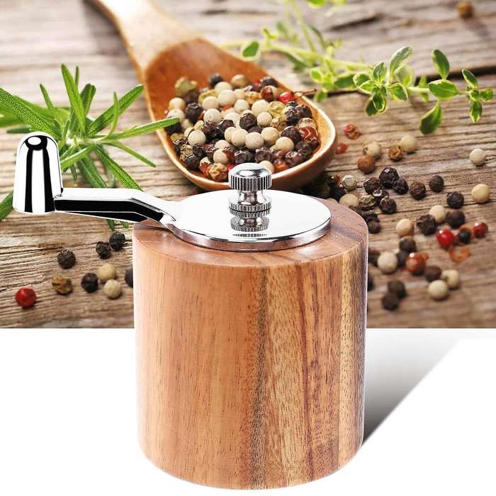 Salt and Pepper Mill, Hand Crank Wood Pepper Grinder Salt Shaker