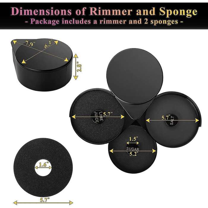 Salt Rimmer Set, Salt Rimmer with 3 Sponges, 3-tier Glass Rimmer, Salt Rimmer Dish for Cocktails, Ba