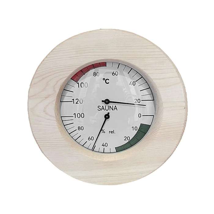 Sauna Thermometer Hygrometer Analogue Made Of Wood (, Alder Or .- Noble Sauna Accessories Set