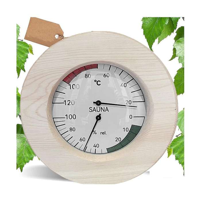 Sauna Thermometer Hygrometer Analogue Made Of Wood (, Alder Or .- Noble Sauna Accessories Set