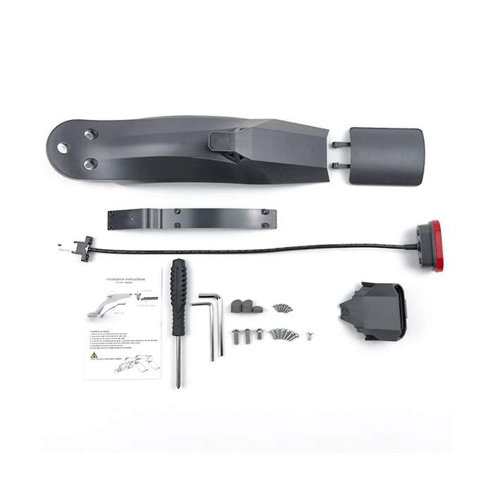 Scooter Fenders Rear Mudguard Tail Light Kit with License Plate Flap for Electric , Pro 2, White