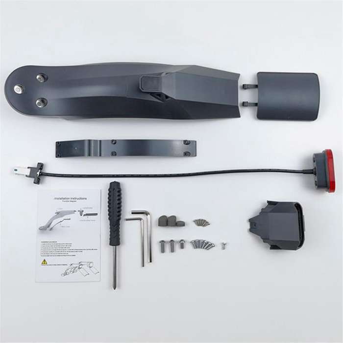 Scooter Fenders Rear Mudguard Tail Light Kit with License Plate Flap for Electric Scooters, M365/pro