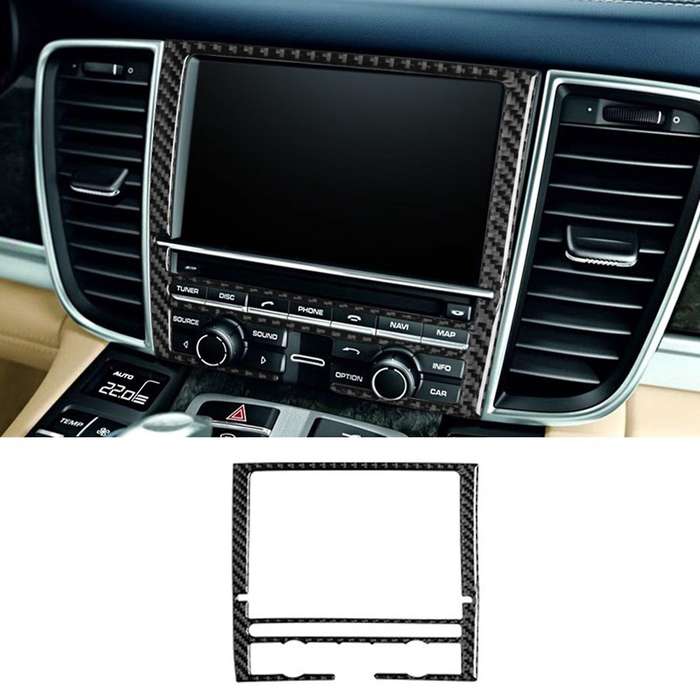 Screen Decoration Frame Panel Carbon Fiber Black Cover Trim Car Decorative Sticker for- 2010-2016
