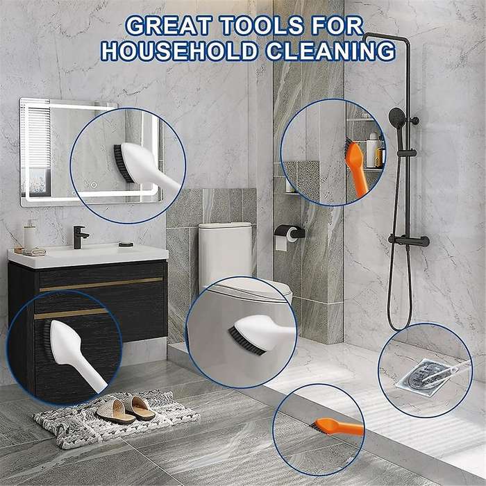 Scrub Brush for Cleaning with Long Handle, Multifunctional 3 in 1 Medium Stiff Cleaning Brush, House
