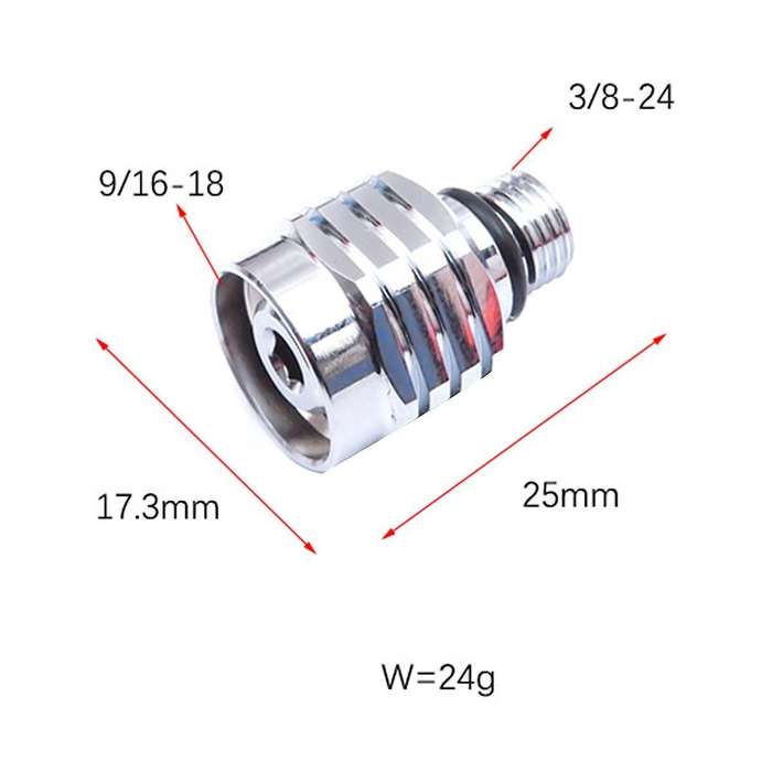 Scuba Diving Regulator Male 3/8-24 to Female 9/16-18 Hose Adapter Adjustable Copper Connector Tool