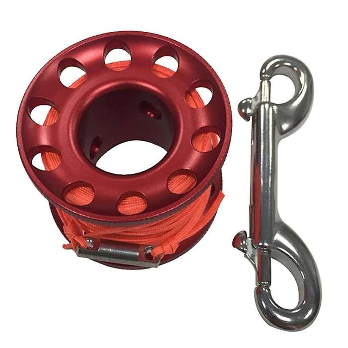 Scuba Diving Spool Finger Reel Bolt with Brass Clip Aluminum Alloy Freediving Spool Dive Reel 15M Li