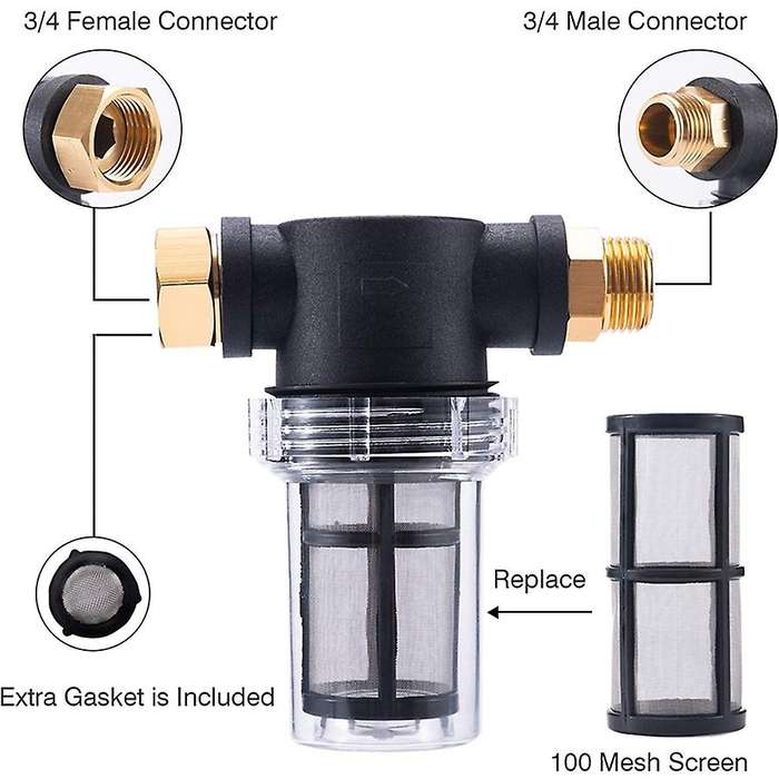 Sediment Filter Attachment Line Water Hose Filter, Garden Hose Filter for Pressure Washer Inlet Wat
