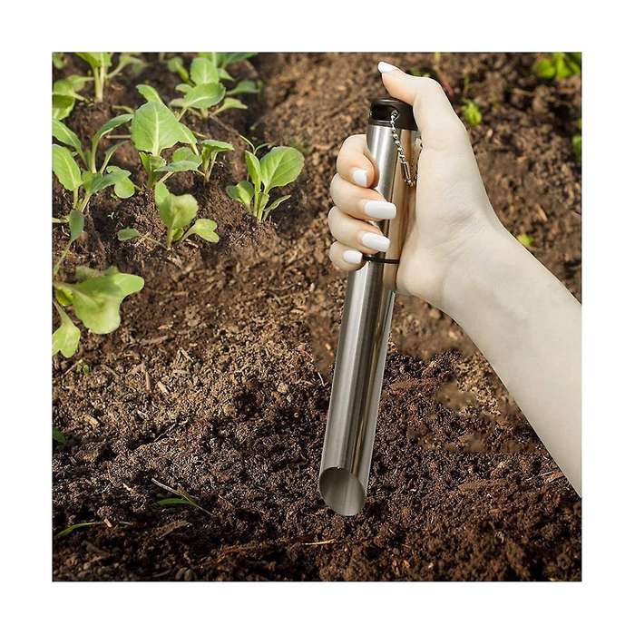 Seed Planter Tool, Stainless Steel Dibber Garden Tool Garden Bulb Planter Manual Hole for Gardening