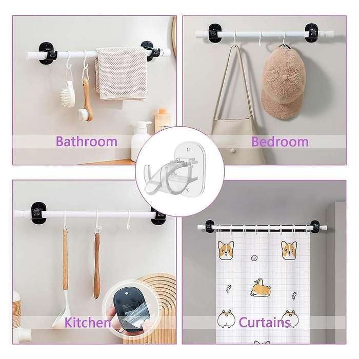 Self Adhesive Curtain Rod Holders,No Drill Curtain Brackets,Curtain Rod Brackets No Drill,for Bedroo