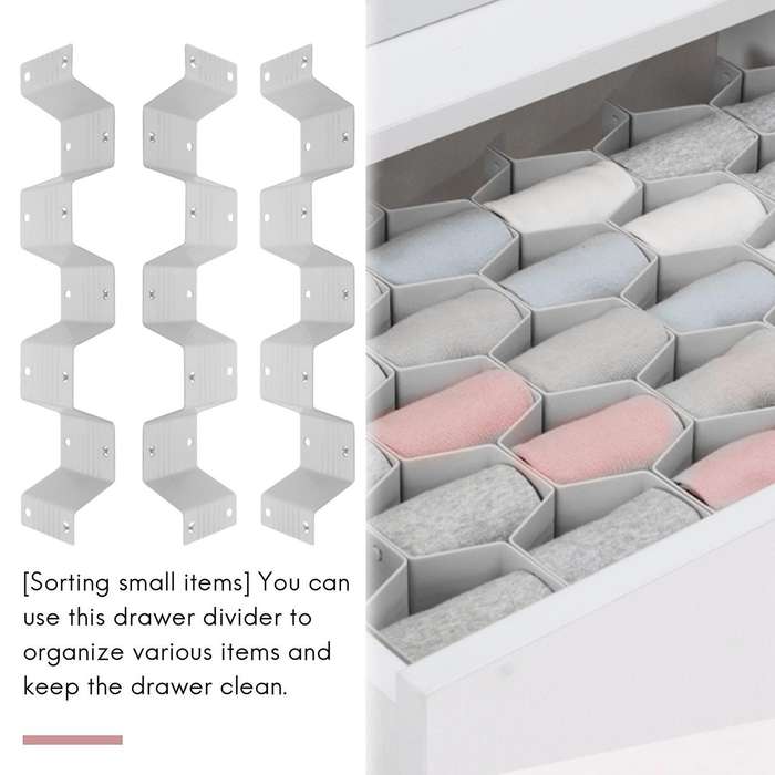 Separator Adjustable Drawer Organizer Divider for Underwear Belt-scarf Socks Organizer (gray)