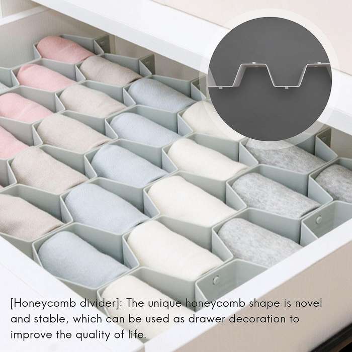 Separator Adjustable Drawer Organizer Divider for Underwear Belt-scarf Socks Organizer (gray)