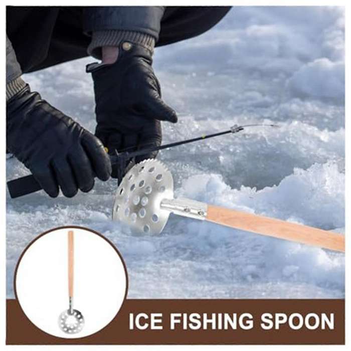 Serrated Ice Fishing Spoon,Metal Ice Scoop, Fishing Skimmer Scoop, Ice Fishing Filter Spoon,Fish Lan
