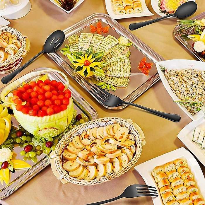 Serving Stainless Steel Buffet Catering Party Serving Spoons Forks Set Serving Spoons and Forks Set