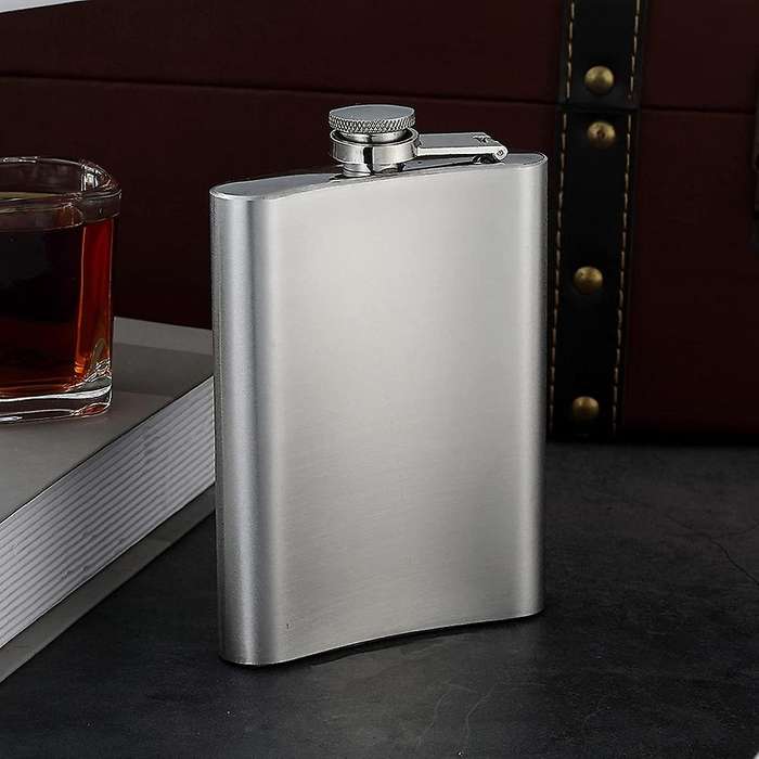 Set of 12 Hip Flask 8OZ Flask for Liquor for Men Silver Stainless Steel with 12 Pcs Funnel for Gift,