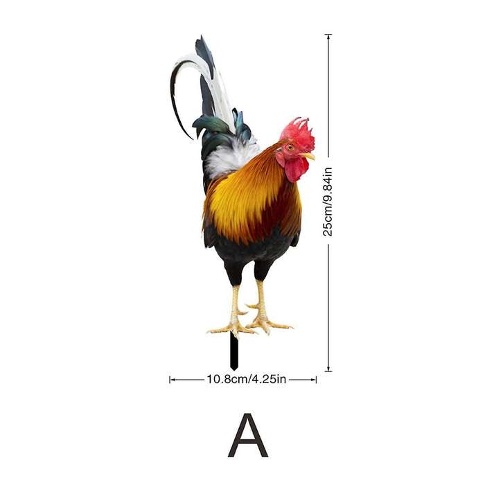 Set Of 2 Acrylic Rooster Statues, Outdoor Garden Statues, Chicken Decor, Garden Sculptures & Statue