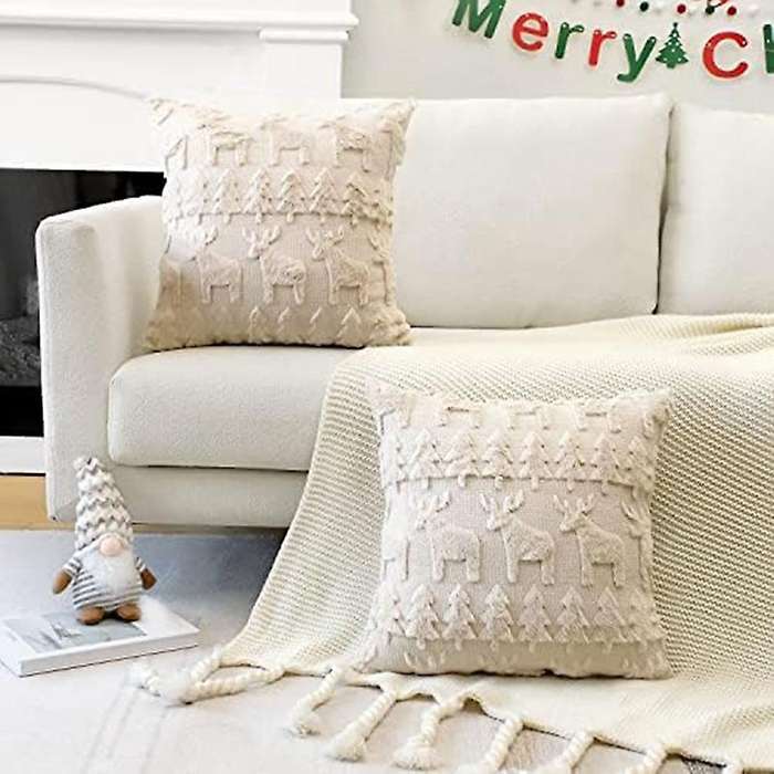 Set Of 2 Soft Plush Short Wool Velvet Decorative Throw Pillow Covers Square Luxury Style Cushion Cas