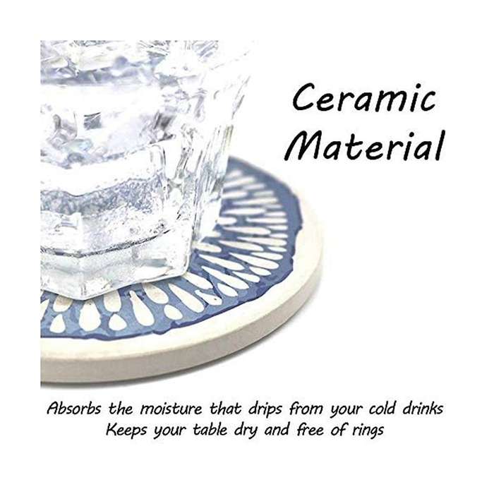 Set Of 6 Coasters for Drinks Absorbing Round Ceramic Stone Coaster with Cork Base Tabletop Protectio