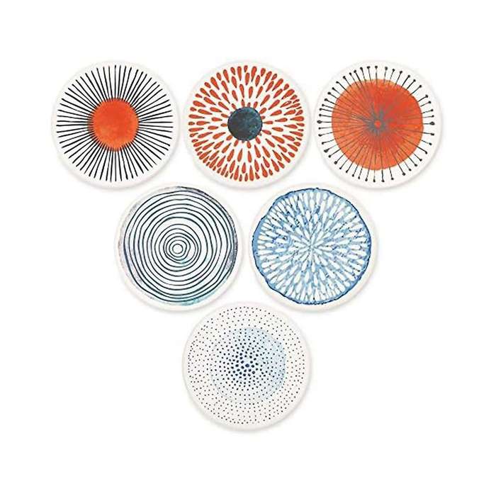 Set Of 6 Coasters for Drinks Absorbing Round Ceramic Stone Coaster with Cork Base Tabletop Protectio