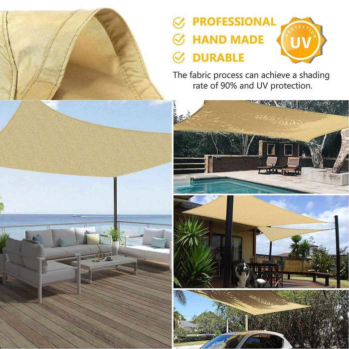 Shade Sail, Rectangle 6.5 X 10inch Sunshades Canopy, Sunrays Block Awning for Patio, , Backyard, G