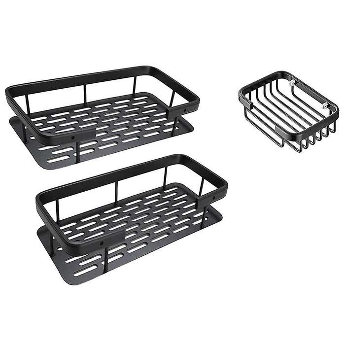 Shower Basket Soap Dish Holder Shelf Bathroom Organizer Shelf Kitchen Storage Rack Wall Mounted No D
