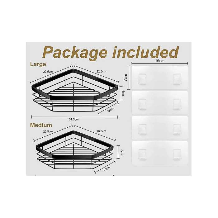 Shower , No Drilling, Pack Of 4, Stainless Steel Shower Basket, Bathroom Shelf with Soap Holder