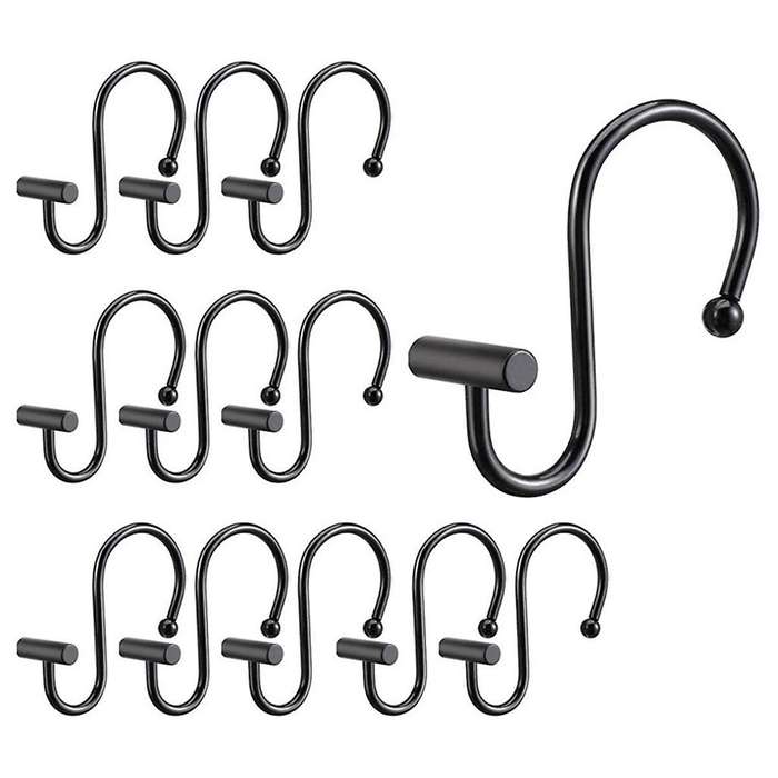 Shower Curtain Hooks, Rust Proof Shower Curtain Rings for Bathroom,metal Decorative Shower Curtain H