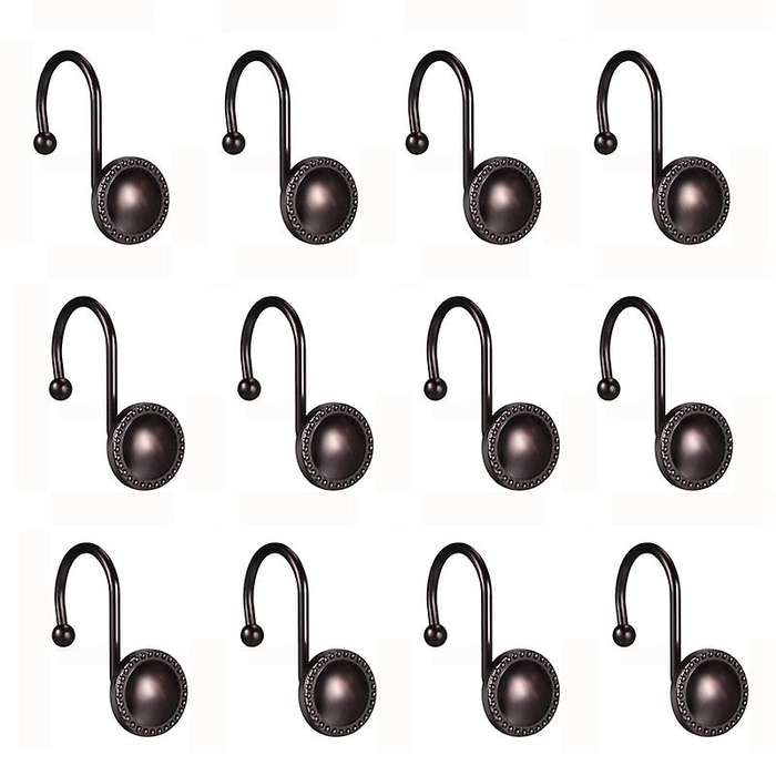 Shower Curtain Hooks, Decorative Shower Curtain Hooks Rings,12 Pcs Rustproof Shower Hooks for Bathr