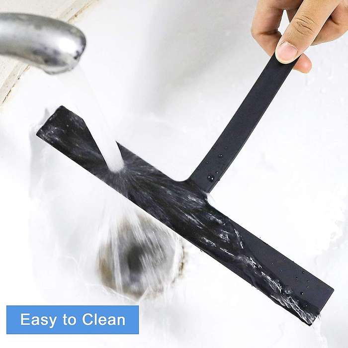 Shower Squeegee, Silicone Window Squeegee Black Wiper without Drilling Shower with Hanging