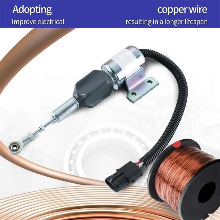Shut Off Solenoid Compatible for 4BT 5.9L 6BT 5.9L R130 R170 3932529 Engine Reliable Shutdown Contro