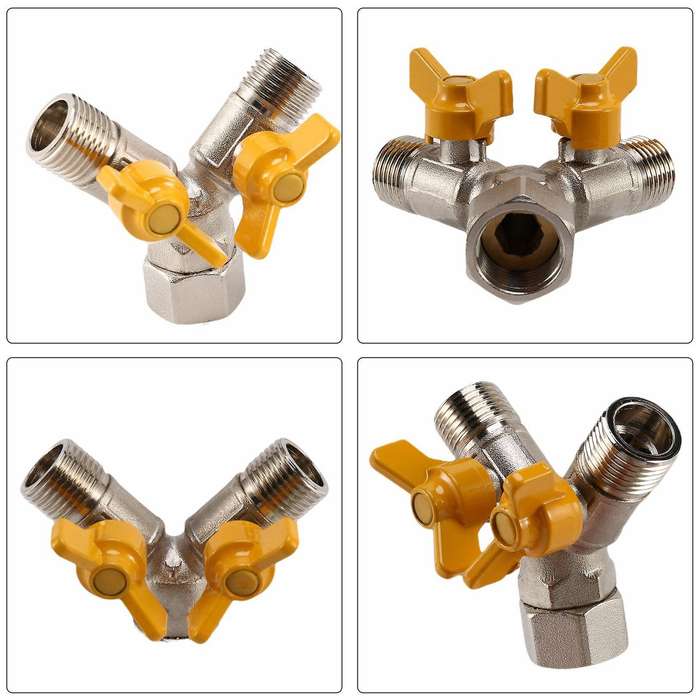 Shut Off Valve Shower Diverter 3 Way Diverter Valve for Shower Arm, Brushed