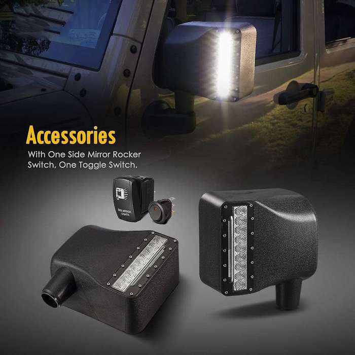 Side Mirror Housing Rearview Mirror Housing Side with Yellow Turn Signal Lights Switch for JK 2007-2