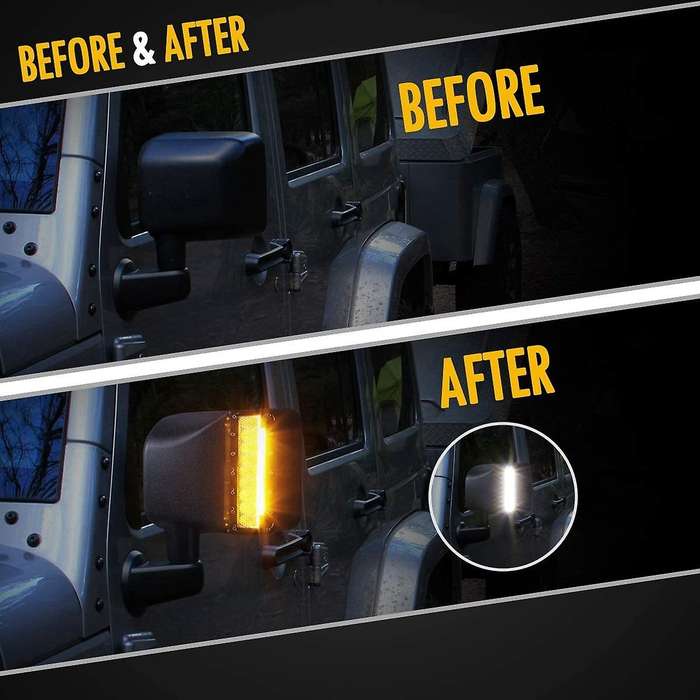 Side Mirror Housing Rearview Mirror Housing Side with Yellow Turn Signal Lights Switch for JK 2007-2