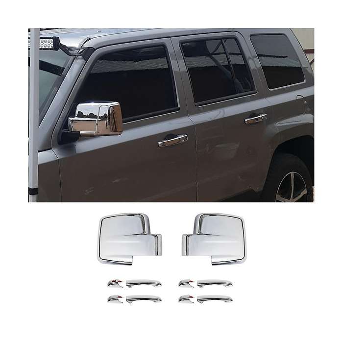 Side Rearview Mirror Cover Shell Trim + Door Handle Cover Decoration for Patriot 2011-2016 Car Acces