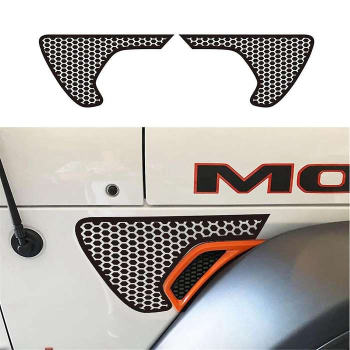 Side Vent Honeycomb Decals, Precut Black PVC Sticker for JL / JT 2018-2024