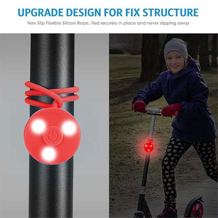 Silicone Backpack Light 3 LED Cycling Hiking Highlight Light Portable Bicycle Tail Light Warning Lig