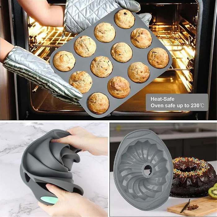 Silicone Bread Muffin Mold Heat-Resistant Oven Tray Non-Stick Kitchen Baking Tray Cake Pan Set Cake