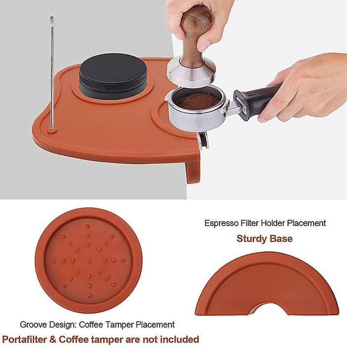 Silicone Coffee Tamper Mat, Anti-Skid Espresso Tamping Holder, Thick Wear Resistance Fluted Coffee G